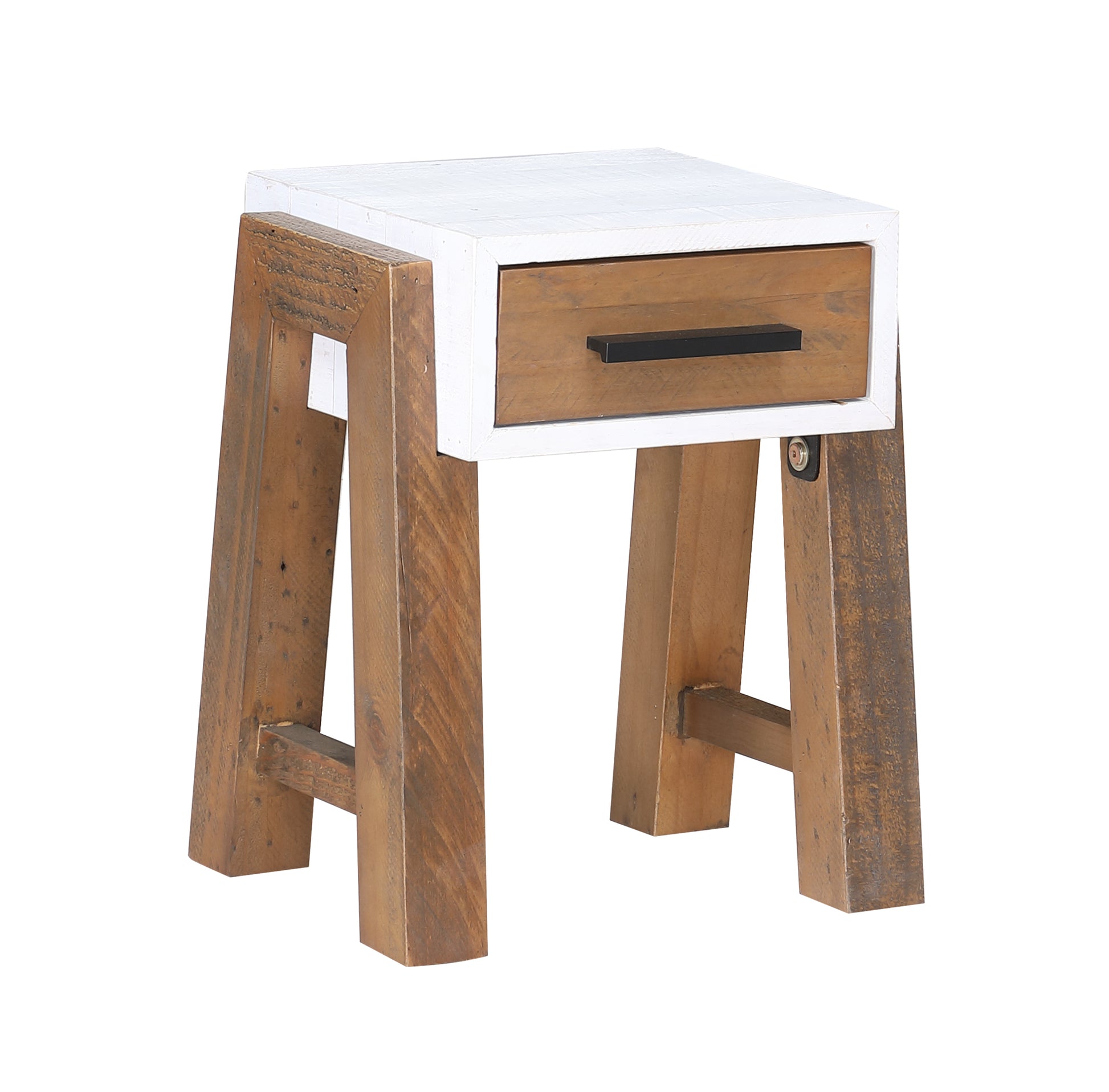 Reclaimed Open Side Table With One Drawer : 