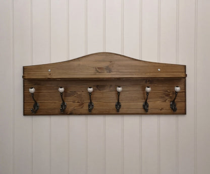 Classic Hat & Coat Rack with coloured ceramic hooks