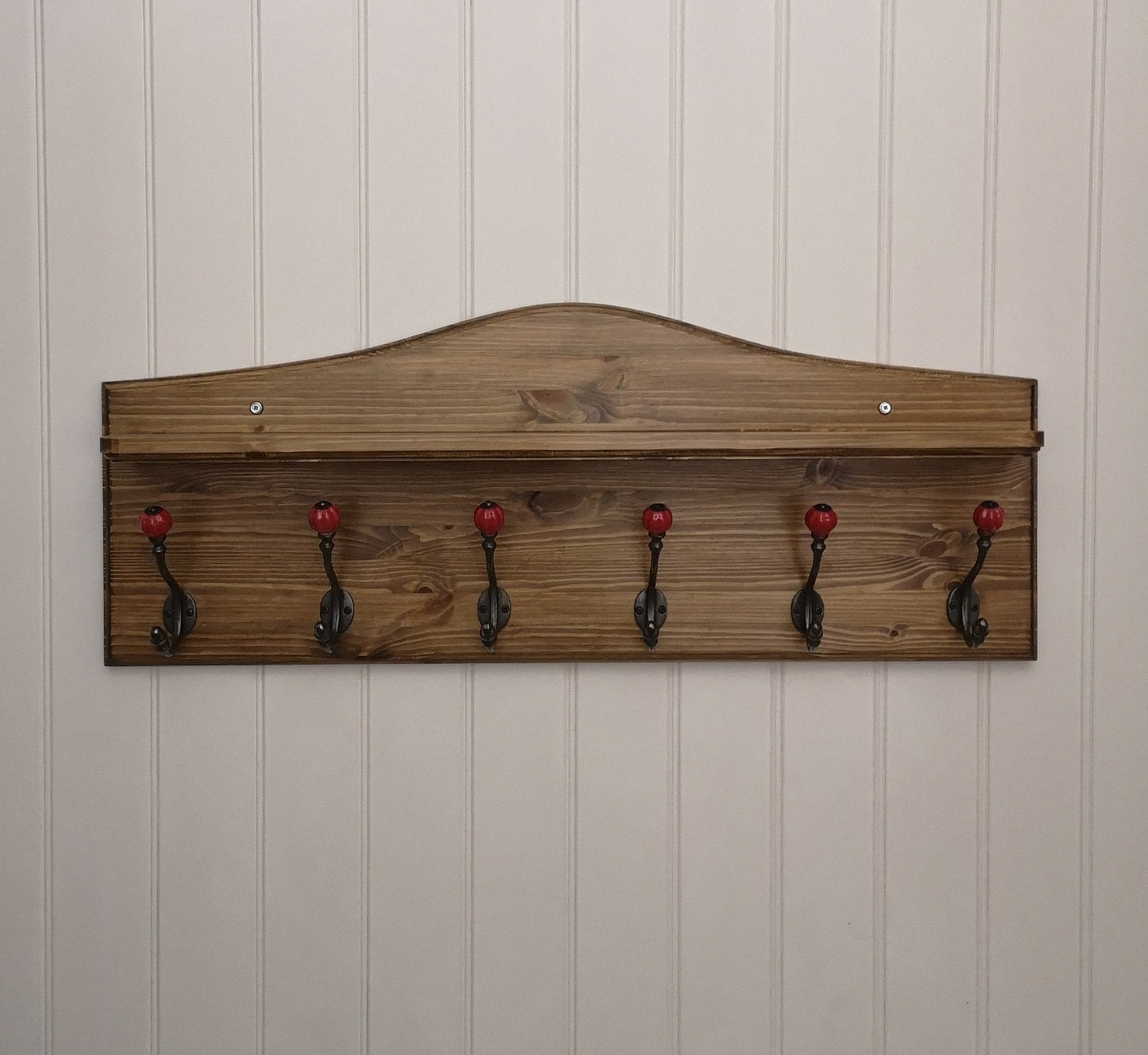 Classic Hat & Coat Rack with coloured ceramic hooks